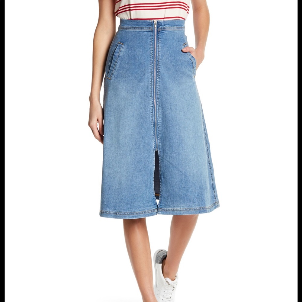 Ten Sixty Sherman denim midi skirt w front zipper